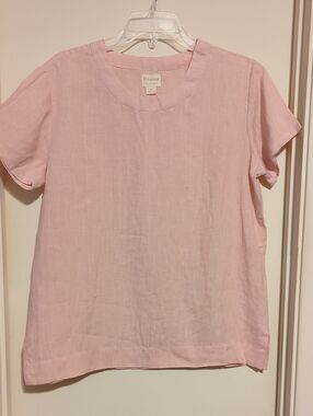 Light Pink Short-Sleeve Linen Top